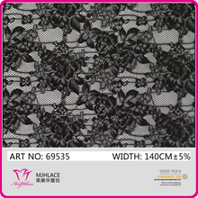 New Design Big Floral Black Elastic Lace Fabric for Bustier Lingerie & Garment( 69535）