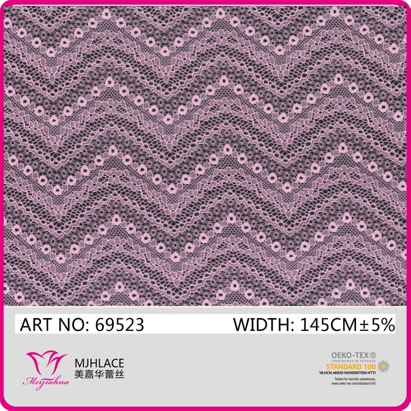Hollow Wavy Design 145cm Elastic Lingerie Lace Fabric for Underwear（69523）