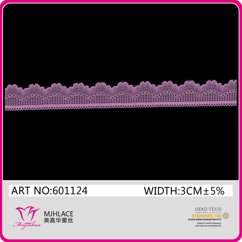 Romantic Purple Fan-Shaped 3CM Elastic Lace Trim for Garment & Lingerie(601124)